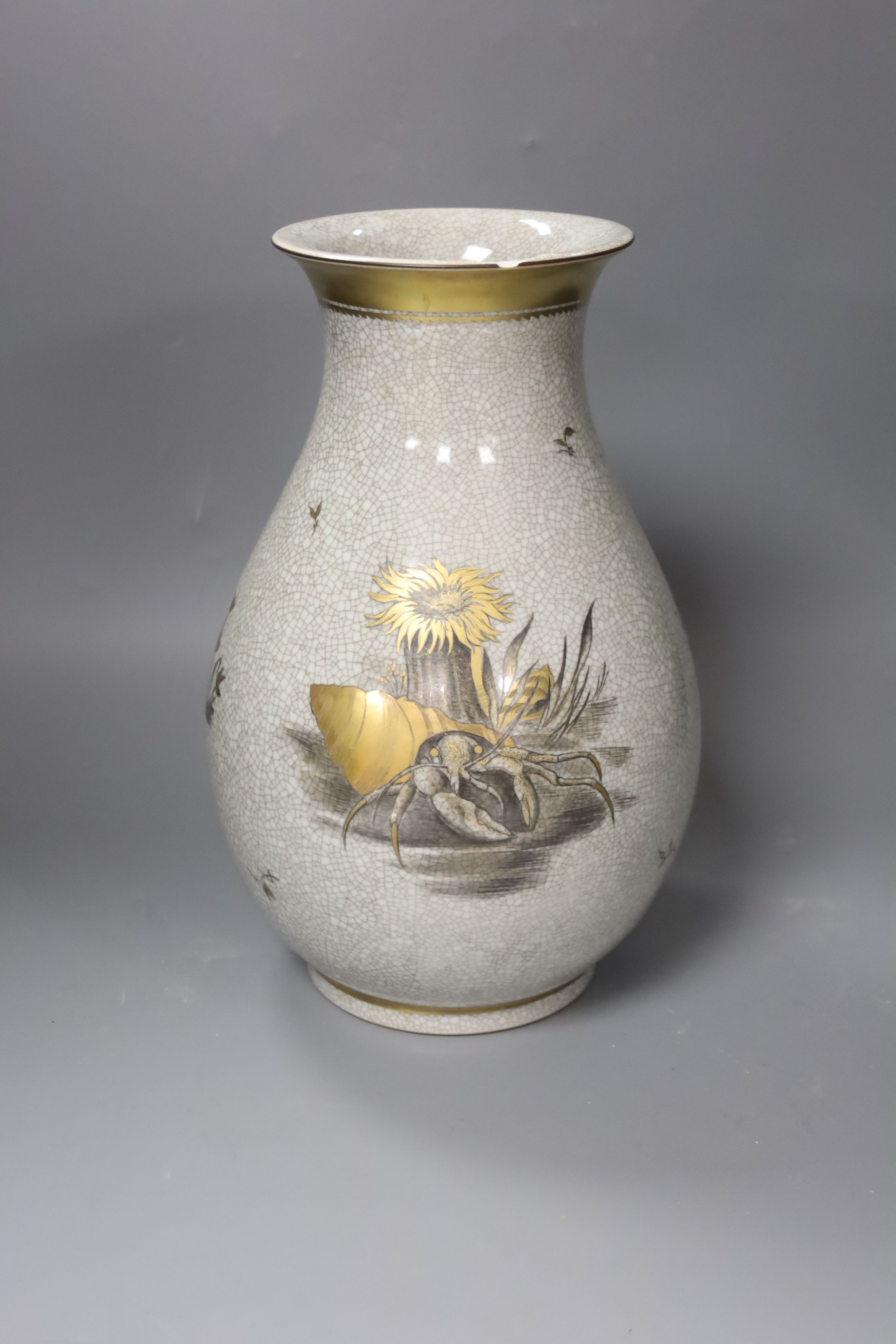 A Royal Copenhagen crackle-glazed oviform vase, H 31cm